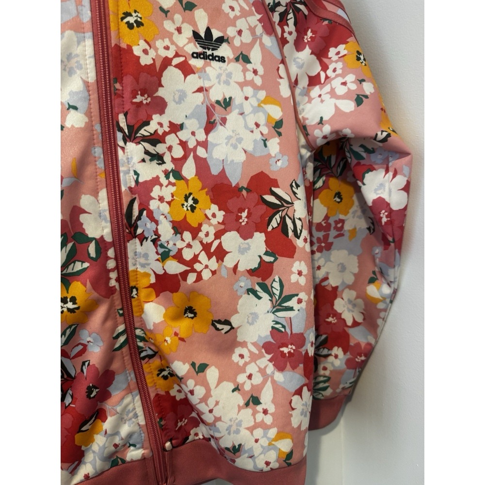 Adidas HER Studio London Track Jacket Pink Green Floral Full-Zip Youth M 11-12Y - Picture 4 of 15